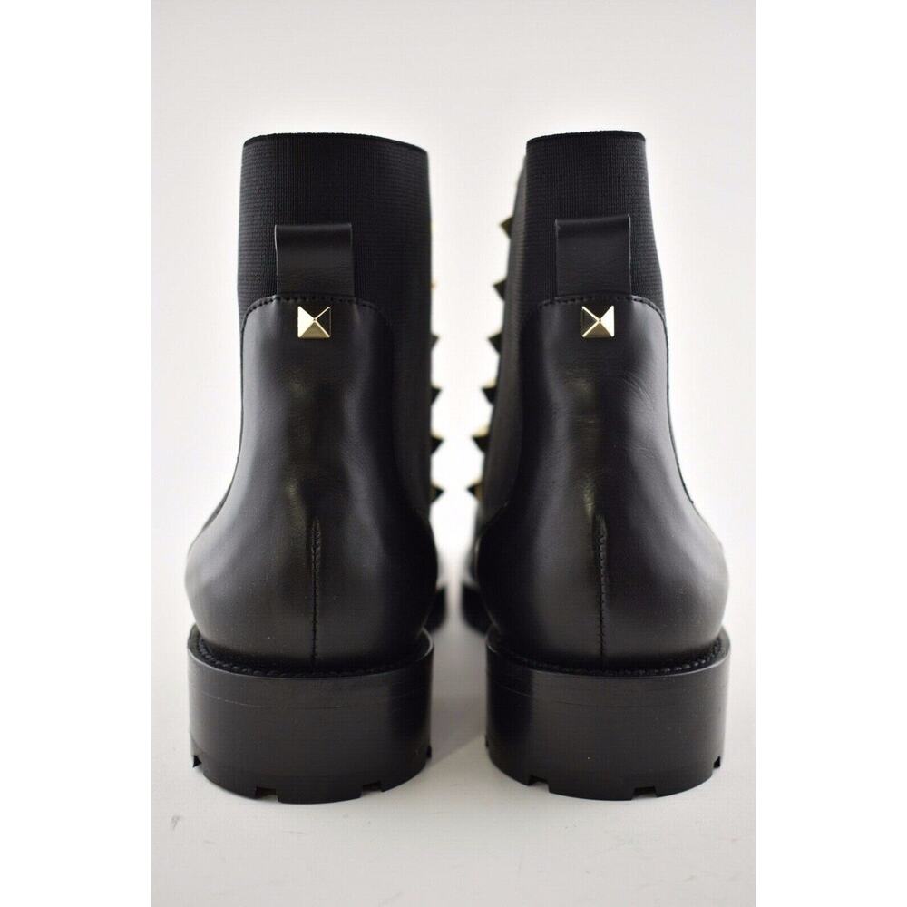 Valentino Rockstud Chelsea 20mm Black Leather Stud Heel Short Ankle Flat Boot 37 - Picture 11 of 12